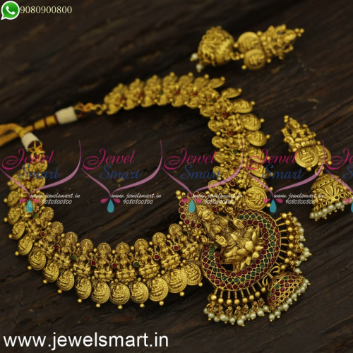 Kasumalai Laxmi Coin Gold Necklace Designs For Wedding Antique Temple Jewellery