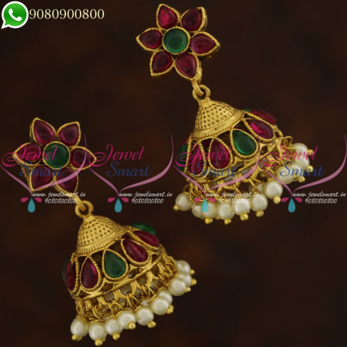 Kemp Stone Jhumka Earrings Latest Traditional Jewellery Designs Online J21206