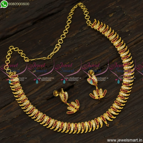 Kerala Style Arumbu Necklace Set Designs Latest One Gram Gold Plated Jewellery Online