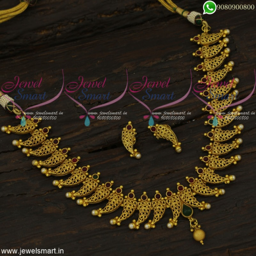 Beautiful Kerala Style Latest Gold Necklace Designs Matte Look Fashion Jewellery NL22237