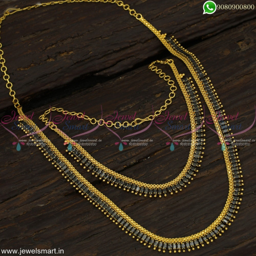 Kerala Style Marquise Stone Arumbu Long Gold Necklace Combo Jewellery Set 