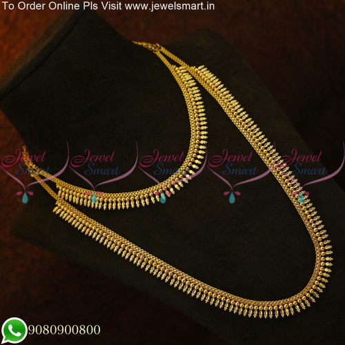 Kerala Style Mullamottu Malai Short and Long Necklace Gold Plated Combo Set NL25576