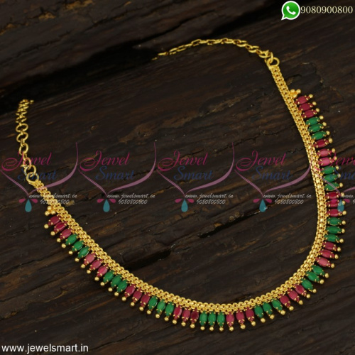 Kerala Trend Gold Plated Chain Necklace With Marquise Stones Online NL23223
