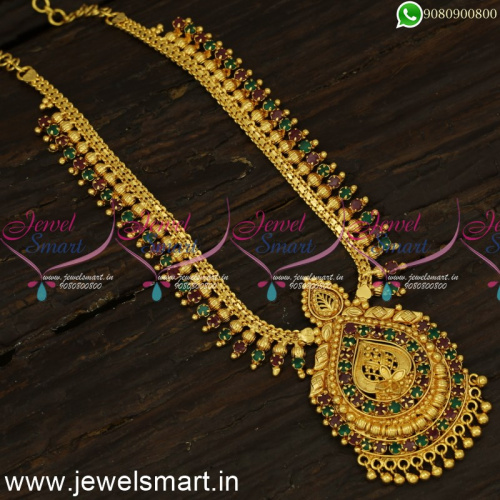 Kharbuja Beads Arumbu One Gram Gold Necklace Designs For