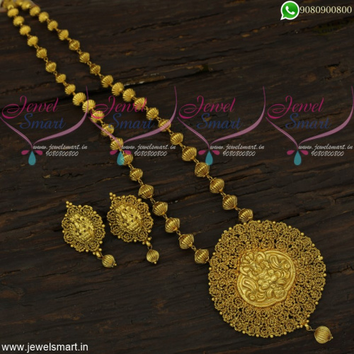 Kharbuja Beads Malai Temple Gold Pendant Traditional Antique Imitation Jewellery NL22141