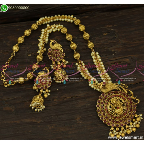 Kharbuja Beads and Pearls Designer Temple Jewellery Latest Necklace Set Online NL23790