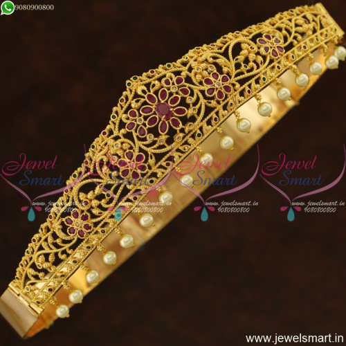 Kids Jewellery Girls Vaddanam Gold Plated South Indian Jewellery Ruby Emerald Stones H21365