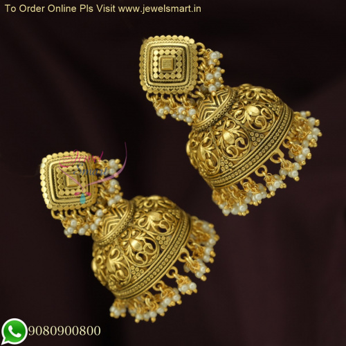 Elegant Broad Heavy Jhumka Earrings - Exquisite Kudai Jimikki Design J26133