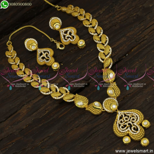 Contemporary Kundan Jewellery Latest Matte Look Necklace Set Online NL23763
