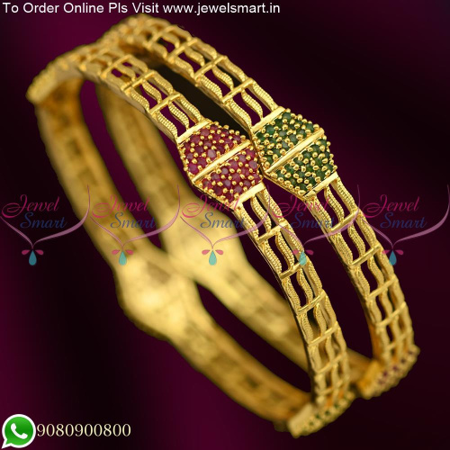 Latest Kambi Valayal Gold Covering 3 String AD Bangles Multi Colour B25381