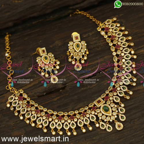 Laudable CZ Stone Gold Necklace Designs Matte Look Catalogue Inspired Designs Online 