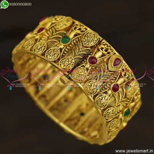 Lavish Broad Antique Kada Bangles One Gram Gold Plated Premium Jewellery Online