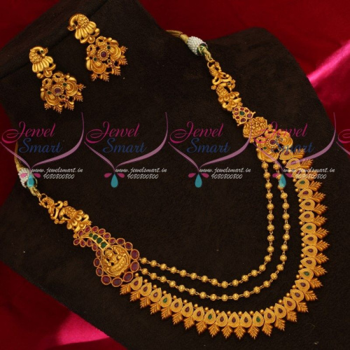 Impressive Layered Necklace Designer Temple Jewellery Mugappu Side Locket Online 