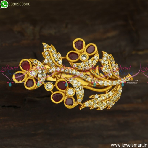 Leaf Floral Design Fancy Saree Pins CZ Fashion Jewellery Accessories Online SP23713