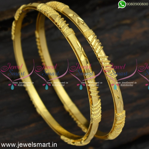  Light Weight Elegant Gold Covering Bangles For Daily Wear New Catalogue B24866