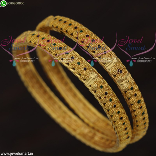 Light Weight Enamel Dotted Design Bangles Gold Plated South Indian Jewelry B21657