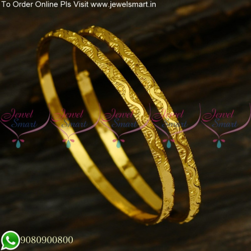 Thin Light Weight Gold Design Baby Bangles for Regular Wear Smooth B25214