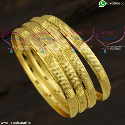 Light Weight Gold Bangles Design 4 Pieces Set Artificial Jewellery for Daily Wear B21792