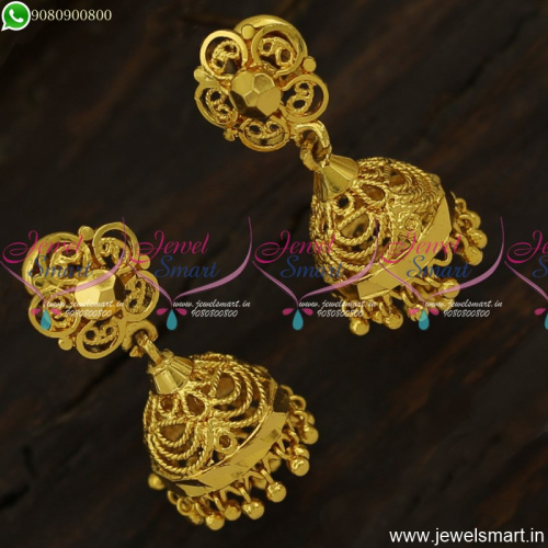 Light Weight Gold Jhumka Earrings Design Screwback Artificial Jewellery 
