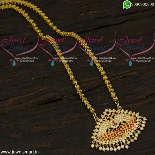 Hand Setting Stones Long Chain Necklace Gold Plated Indian Jewellery Online