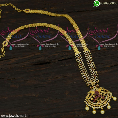 Long Chains Stone Studded Gold Plated Jewellery Low Price South Indian Designs NL21900