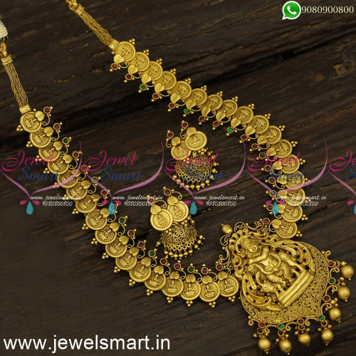 Lord Krishna Kasumalai Nagas Pendant Antique Gold Haram Designs Online 