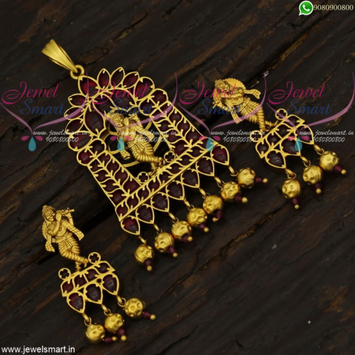 Lord Krishna 1 Gram Gold Temple Jewellery Pendant Sets Latest Collections PS21735