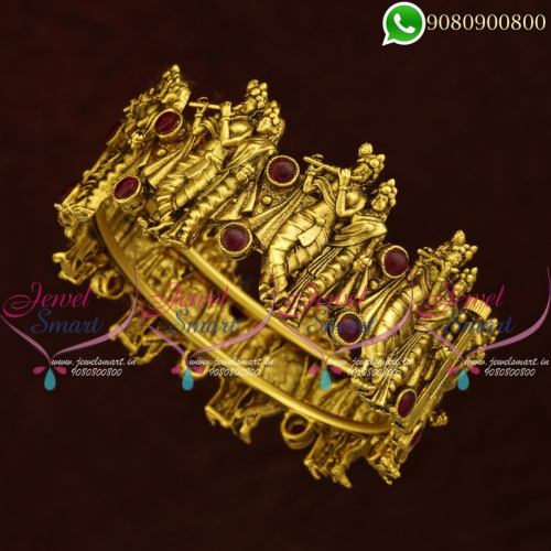 Lord RadhaKrishna Design Antique Bangles Gold Plated Collections Online B20865