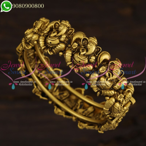 Lord Vinayagar Design Temple Bangles Antique Gold Plated Jewelry Online