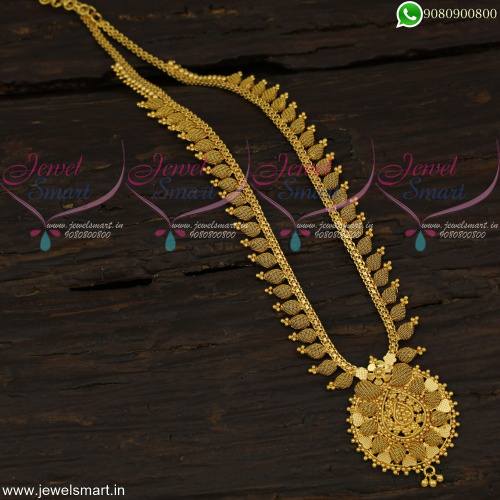 Low Price Arumbu Leaf Design Gold Covering Long Haram for Daily Wear NL22556