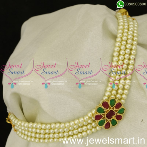 Low Price Simple Pearl Choker Necklace Pusalu Mala Shop Online NL24049