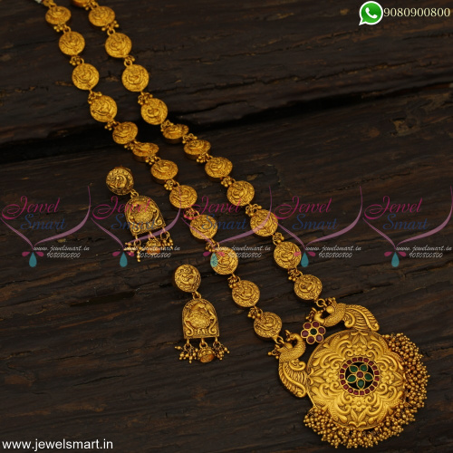 Majestic Mayil Pendant Fashion Jewellery Latest Antique Gold Haram Designs 