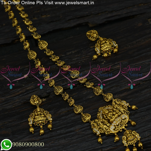 Majestic Nagas Finish Antique Gold Temple Jewellery Sets Medium Haram NL25192