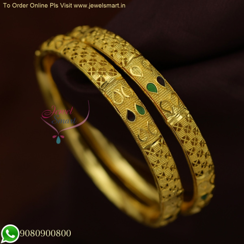 Elegant Mango Droplets Enamel Colour Gold Plated Bangles for Daily Wear B25993