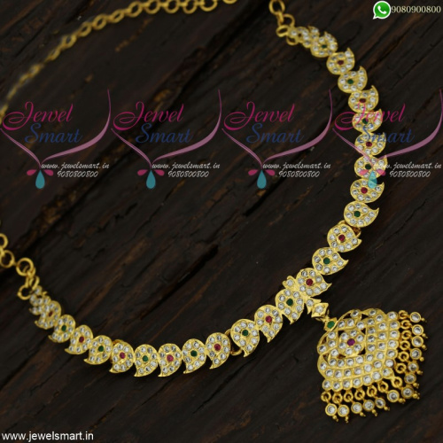 Mango Stone Attigai South Indian Traditional Gold Design Necklace Thick Metal NL21712