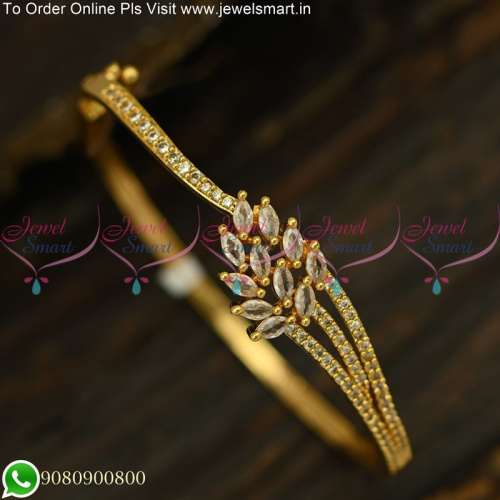 Marquise Stones Leaf Design Stylish Gold Plated Bracelets Online B25132