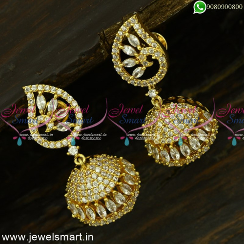 Marvelous Gold Covering Jewellery Designs Leaf Jhumka Earrings Online J25029