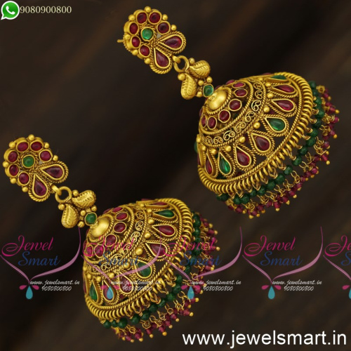 Marvelous Heavy Designer Jhumka Earrings Most Popular Gold Design Crystal Twin