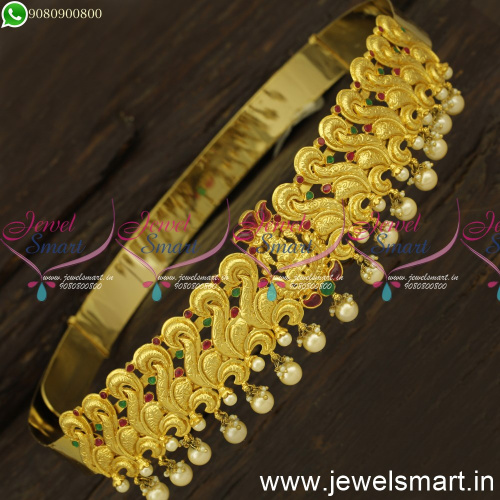 Marvelous One Gram Gold Bridal Jewellery Temple Oddiyanam For Wedding H24588