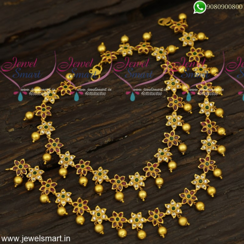 Matte Look Stone Anklets for Bride Handcrafted Imitation Jewellery Online P23963