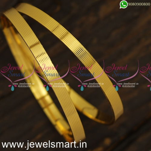 Mild 8 Line Smooth Surface Gold Bangles Design Comfy Artificial Jewellery Online B24019