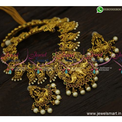 Mind Blowing Antique Gold Haram Designs Latest Artistic Temple Jewellery NL23887