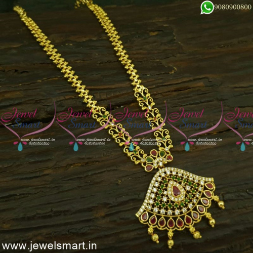 Minimal Stones Gold Attigai Necklace Design Simple and Elegant NL25034