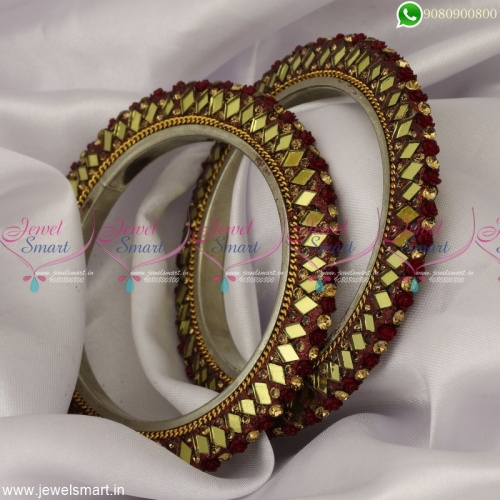 Mirror Work Fancy Lac Bangles Floral Design Dress Matching Collections B23379