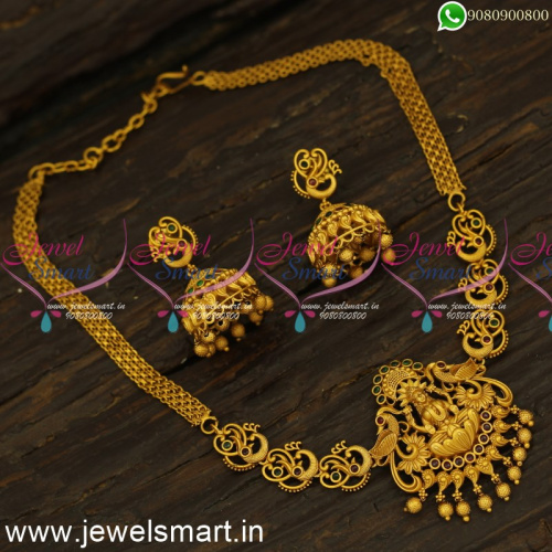 Modern Temple Choker Necklace Set With Jhumkas Trending Jewellery Designs