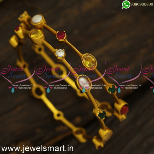 B24414 Most Preferred Antique Navratna Gold Bangles Design Jewellery Ideas Online 