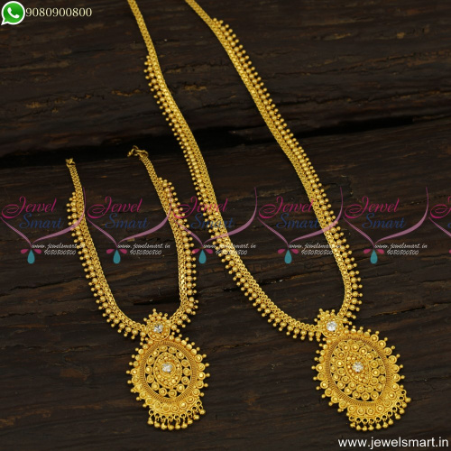 Mullamottu Mala Short and Long Necklace Matching Gold Covering Kerala Style Jewellery NL23657