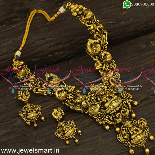 Nagas Ravishing 3D Bridal Temple Jewellery Antique Gold Necklace Designs Catalogue NL24601