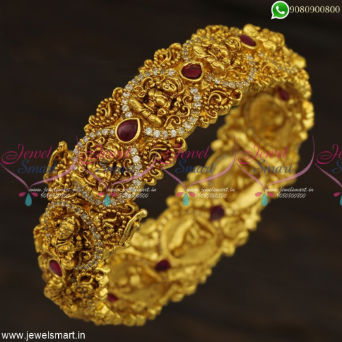 Nakshi Temple Kada Bangles Gold Design Antique Jewellery CZ Kemp Stones B23286