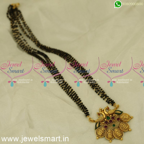 Nalla Pusalu Malai 4 Line Short Mangalsutra Designs Antique Temple Jewellery MS24464
